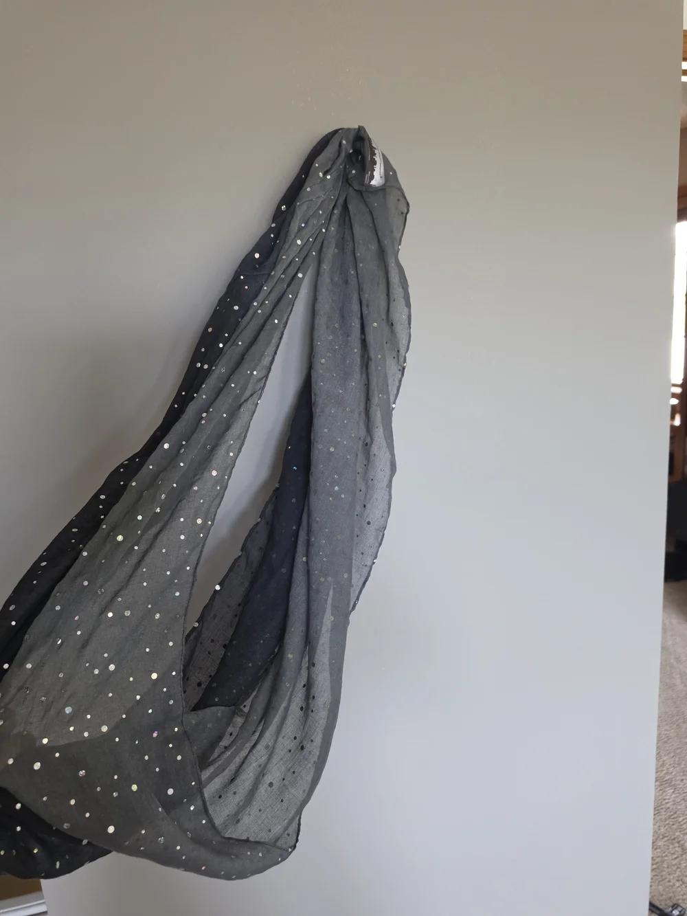 Gray Sequin Dot Scarf